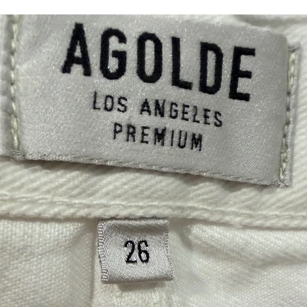 AGOLDE Mid-Rise Cut-Off Denim Shorts Repose White Button Fly Parker 26
